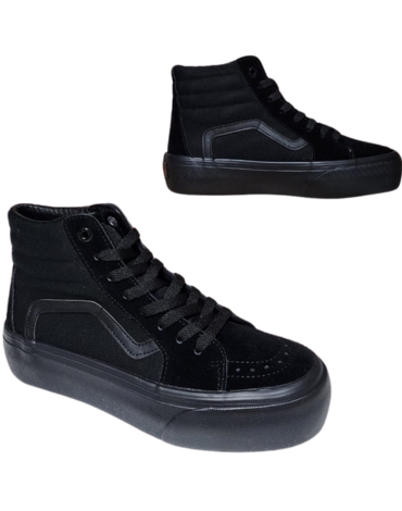 Zapatilla Escolar con Plataforma Color Negro x 12 Pares. Talla: 35 al 40