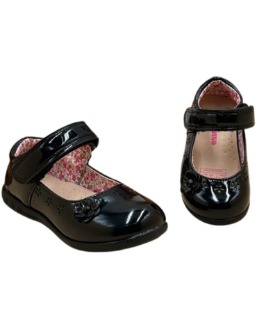 Zapatos de Cueca Charol Color Negro x 16 Pares. Talla: 19 al 26