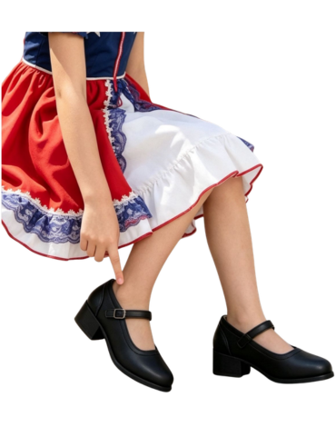 Zapatos de Cueca Opaco Color Negro x 12 Pares. Talla: 24 al 29