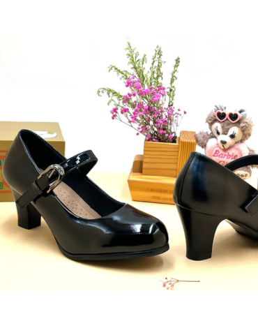 Zapatos de Cueca Charol Color Negro x 12 Pares. Talla: 36 al 41