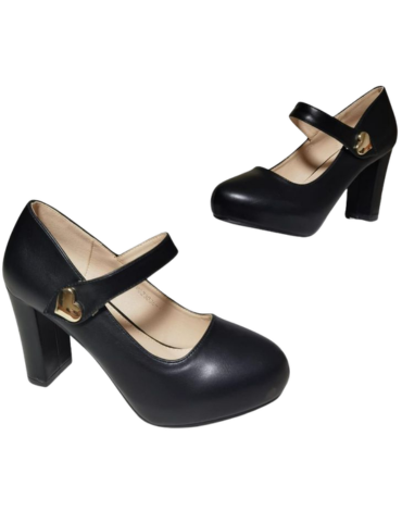Zapato Opaco con Hebilla Corazón Color Negro x 12 Pares. Talla: 36 al 40
